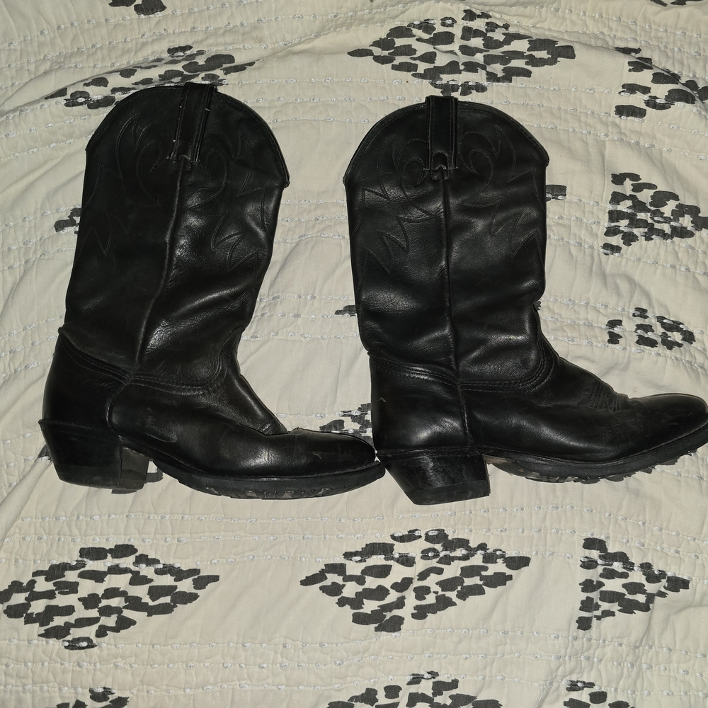 Black Leather Cowboy Boots